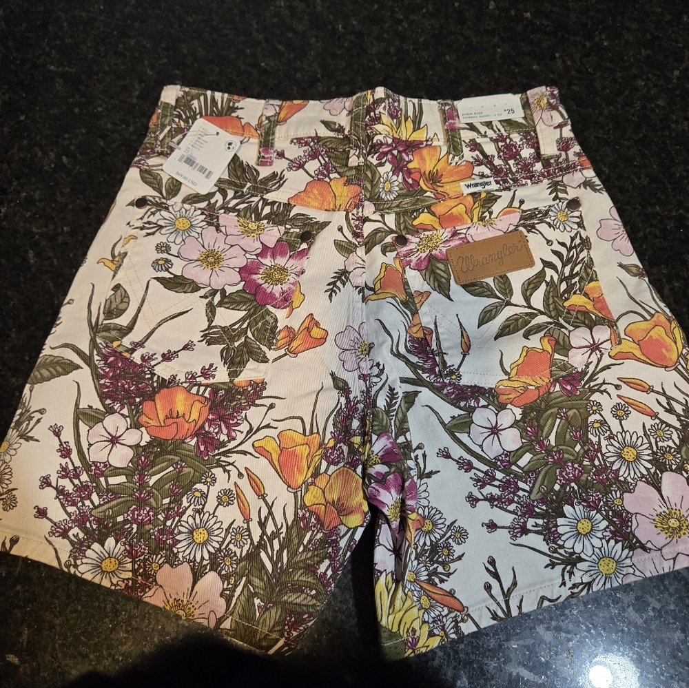Wrangler X Free People  Women's Floral Jean Shorts - Multicolor Size 25 Cowboy